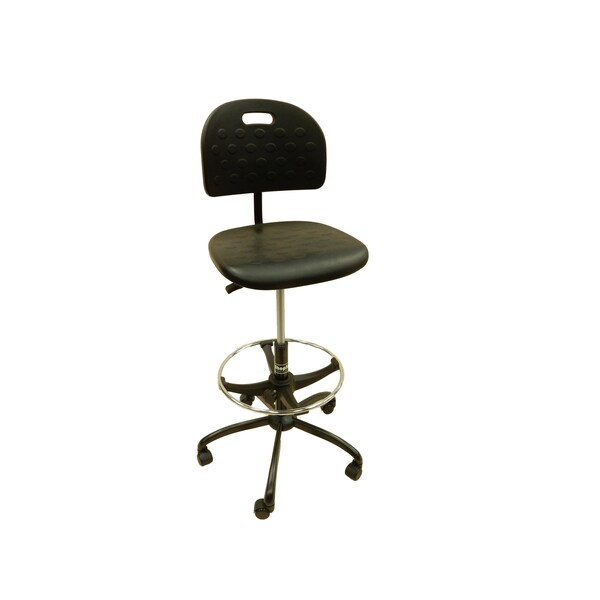 Workbench Econ.Polyurethane Chair 23 in to 33 in Seat Ht. Hard Fl. Caster 300 lbs. Seat Cap. Casters
